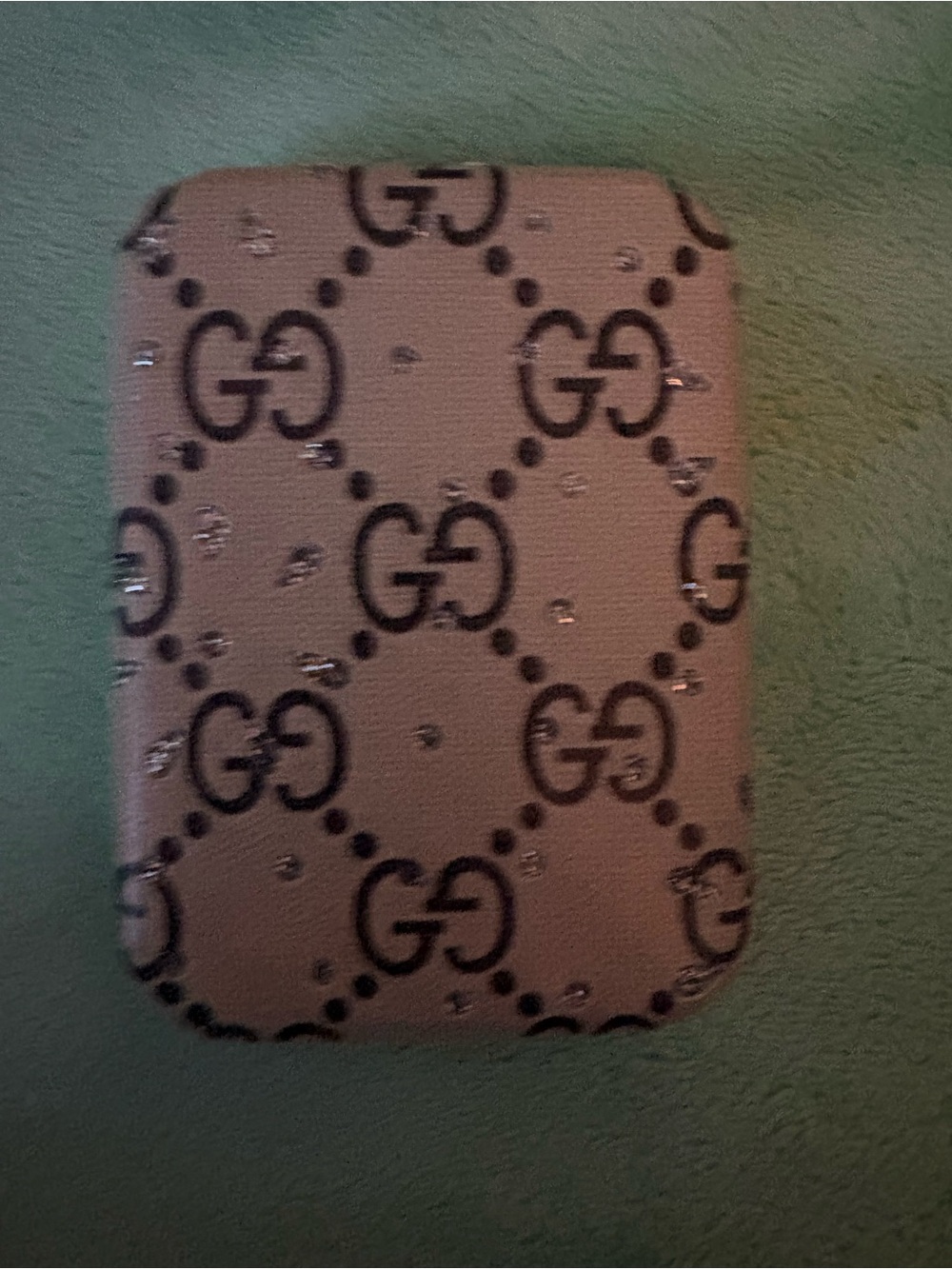 FASHION GG Pattern brown hard mirror Case with Rhinestone Accents